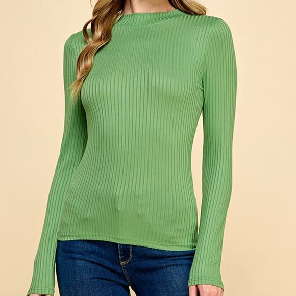 Heart & Hips Long Sleeve Mock Ribbed Stretch Turtleneck Top  - Color Choice - Picture 15 of 16